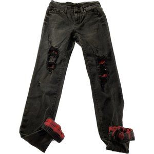 Judy Blue JB82191BK  Jeans Womens Size 3/26 Black Denim Skinny Buffalo Patch